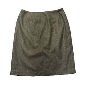 Talbots Vintage Green Tweed Wool Silk Blend Pencil Skirt Back zip above knee USA